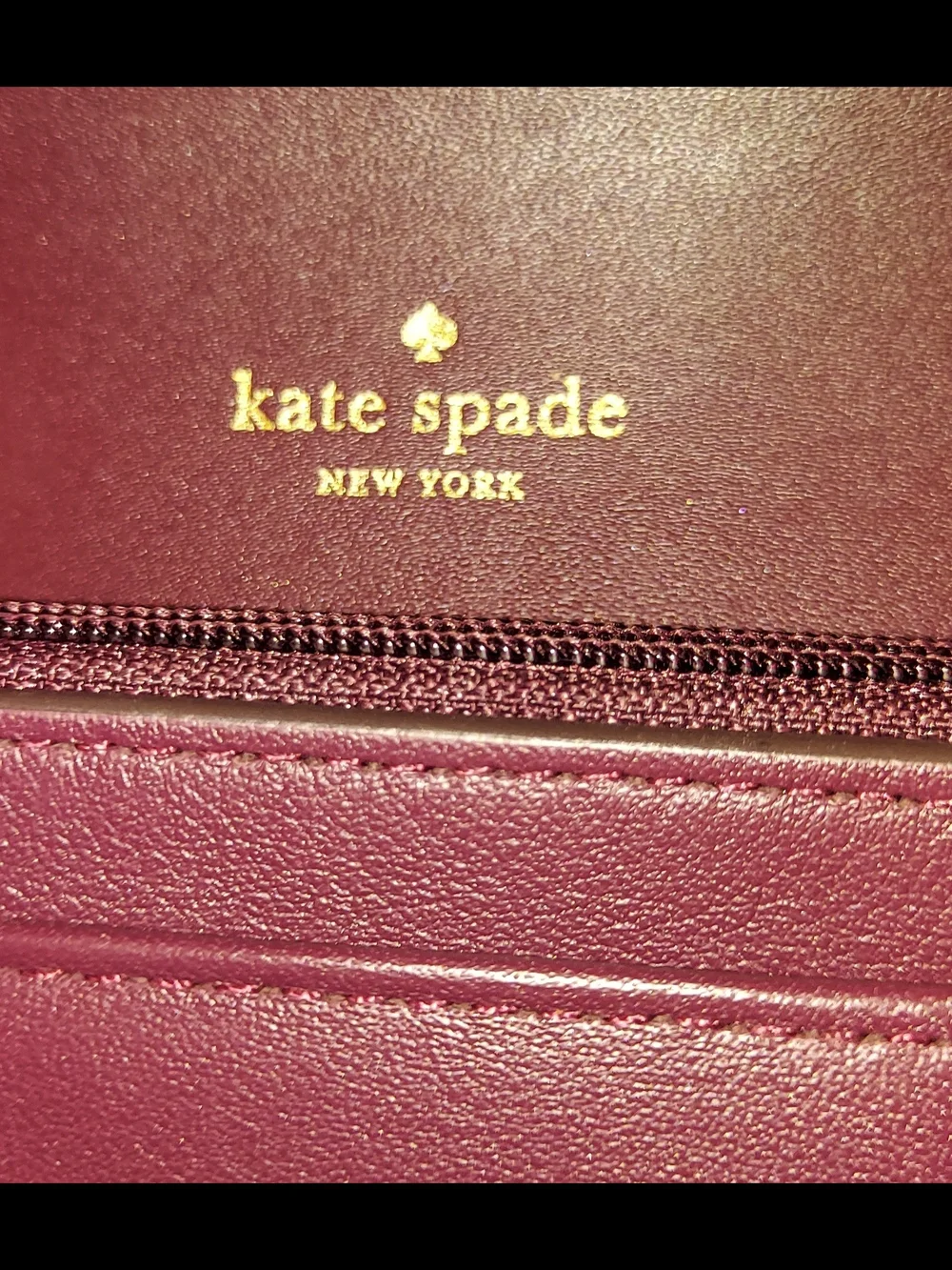 Kate Spade Quilted Wallet Purse in Deep Plum with Gold Chain Strap